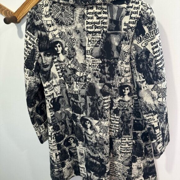 RARE - VINTAGE Desigual Black and White Graphic Women's Coat - Picture 12 of 16